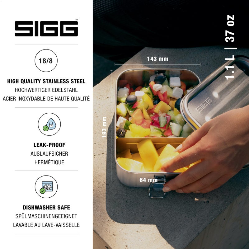 Sigg - Gemstone Lunch Box Selenite - Stainless Steel - No Plastic - Dishwasher Safe - Leak-Proof - Reusable Food Containers - Black - Lunch To Go 27 Oz - Image 2